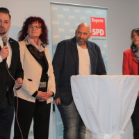 Gesprächsrunde 1 - überregionale Politik - v.li. Bundestagskandidat Markus Hümpfer, MdEP Kerstin Westphal, "Blacky" Schwarz, MdL Kathi Petersen